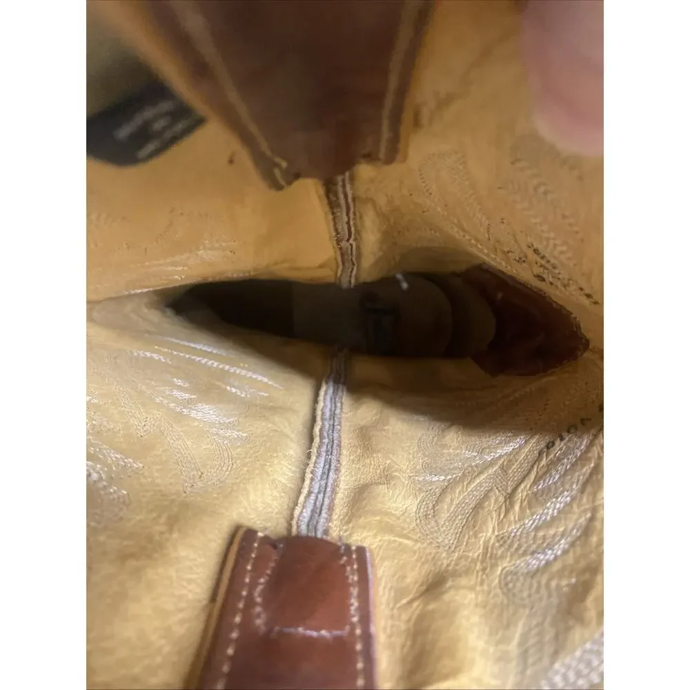 Men’s Cowboy Boots Justin 1560 Sz 12D Chestnut Embroidered Buck Leather Western